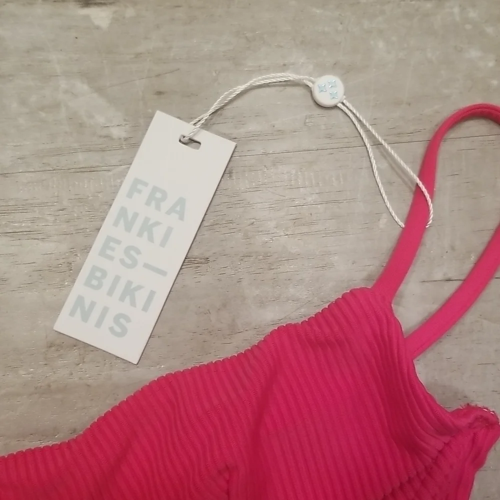 💕FRANKIE'S BIKINIS💕 Marie Ribbed Underwire Swimsuit Rosewood Small S NWT